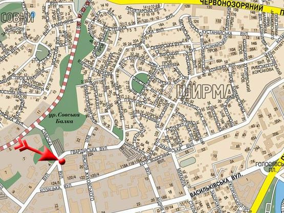 Схема рекламної площини за адресою Сумская ул. / Гвардейская ул., на Васильковскую ул. Схема рекламної площини за адресою Сумская ул. / Гвардейская ул., на Васильковскую ул.