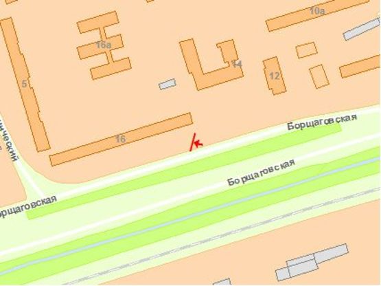 Схема рекламної площини за адресою Борщаговская ул., 16 Схема рекламної площини за адресою Борщаговская ул., 16