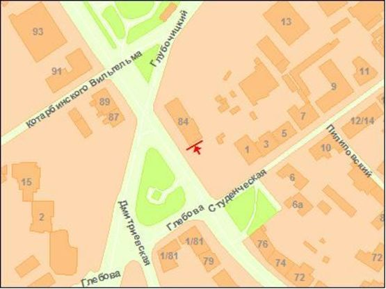 Схема рекламной плоскости по адресу Сечевых Стрельцов ул. 84, к ст.м. Лукьяновская, фасадный, верхний Схема рекламной плоскости по адресу Сечевых Стрельцов ул. 84, к ст.м. Лукьяновская, фасадный, верхний