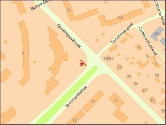 Схема рекламной плоскости по адресу Тростянецкая ул., 49 Схема рекламной плоскости по адресу Тростянецкая ул., 49