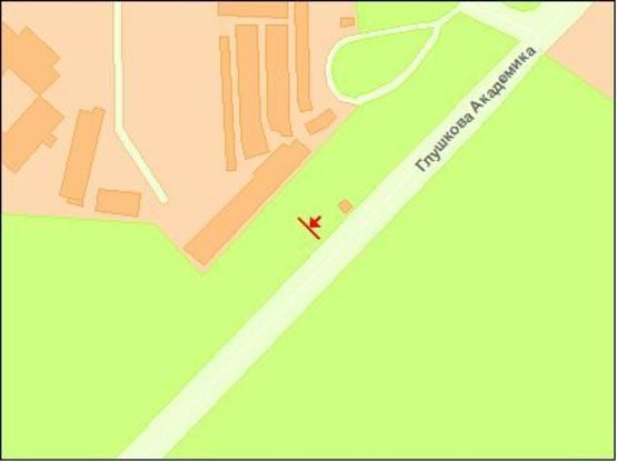 Схема рекламной плоскости по адресу Глушкова Ак., 50 м от КПП Схема рекламной плоскости по адресу Глушкова Ак., 50 м от КПП