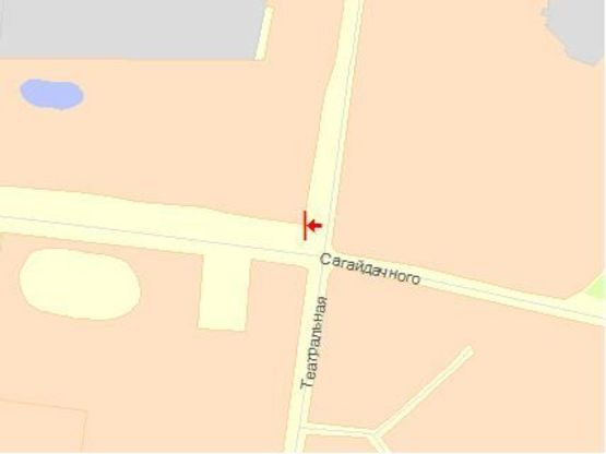 Схема рекламной плоскости по адресу Сагайдачного ул / Театральная ул, из центра Схема рекламной плоскости по адресу Сагайдачного ул / Театральная ул, из центра