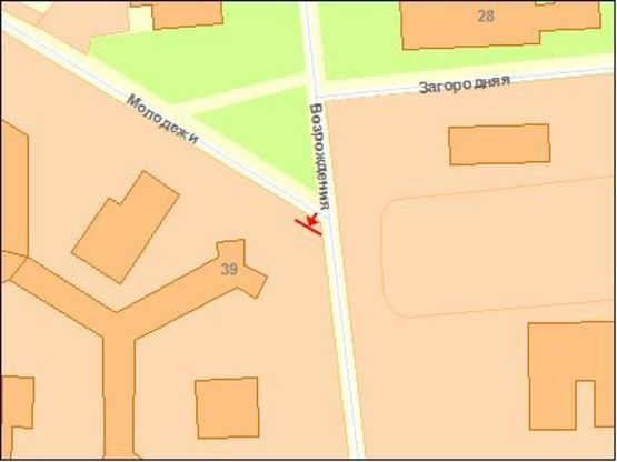 Схема рекламной плоскости по адресу Видродження пр., 1 / Молоди ул, левая, в центр