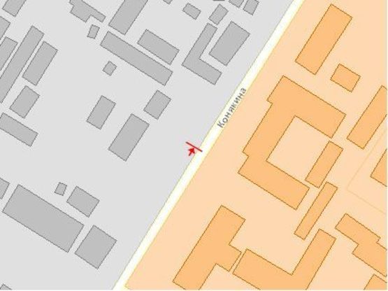 Схема рекламной плоскости по адресу Конякина ул, 64, возле АЗС ОККО, из центра