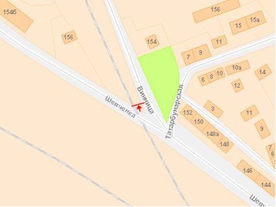 Схема рекламной плоскости по адресу Шевченко ул. / Винница ул., из центра Схема рекламной плоскости по адресу Шевченко ул. / Винница ул., из центра