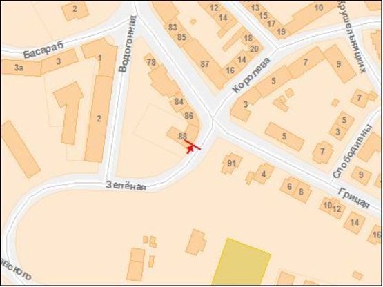 Схема рекламной плоскости по адресу Зеленая ул, 88, правый, в центр Схема рекламной плоскости по адресу Зеленая ул, 88, правый, в центр