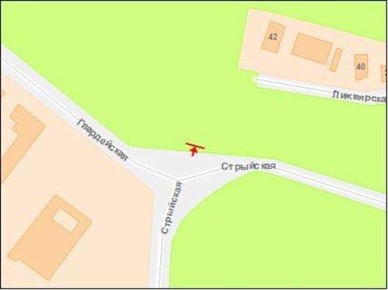 Схема рекламної площини за адресою Стрыйская ул / Гвардейская ул, в центр Схема рекламної площини за адресою Стрыйская ул / Гвардейская ул, в центр