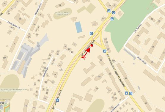 Схема рекламної площини за адресою Княгини Ольги ул / Сахарова ул, в центр Схема рекламної площини за адресою Княгини Ольги ул / Сахарова ул, в центр