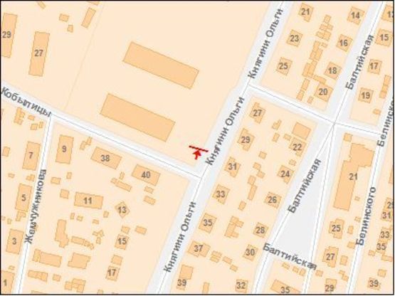 Схема рекламної площини за адресою Княгини Ольги ул / Кобылици ул, к центру