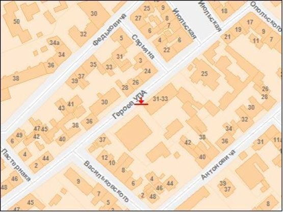 Схема рекламної площини за адресою Героев УПА ул / Липневая пл, от центра Схема рекламної площини за адресою Героев УПА ул / Липневая пл, от центра