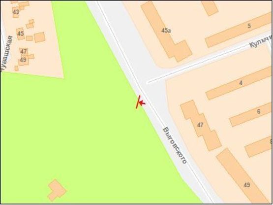 Схема рекламної площини за адресою Выговского ул / Кульчицкой О ул, к ул Любинской