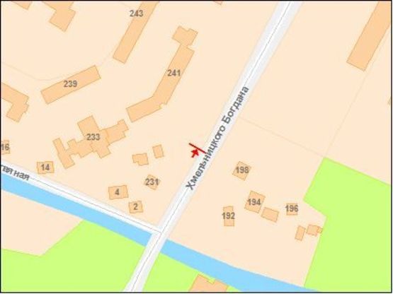 Схема рекламної площини за адресою Хмельницкого Б ул, 198, от центра Схема рекламної площини за адресою Хмельницкого Б ул, 198, от центра