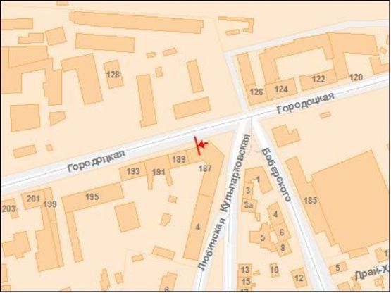 Схема рекламной плоскости по адресу Городоцкая ул, 191, из центра Схема рекламной плоскости по адресу Городоцкая ул, 191, из центра